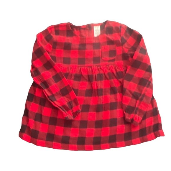CARTER'S KID"S Girls Buffalo Plaid Tunic Dress Red/Black 6/6X - Picture 1 of 3